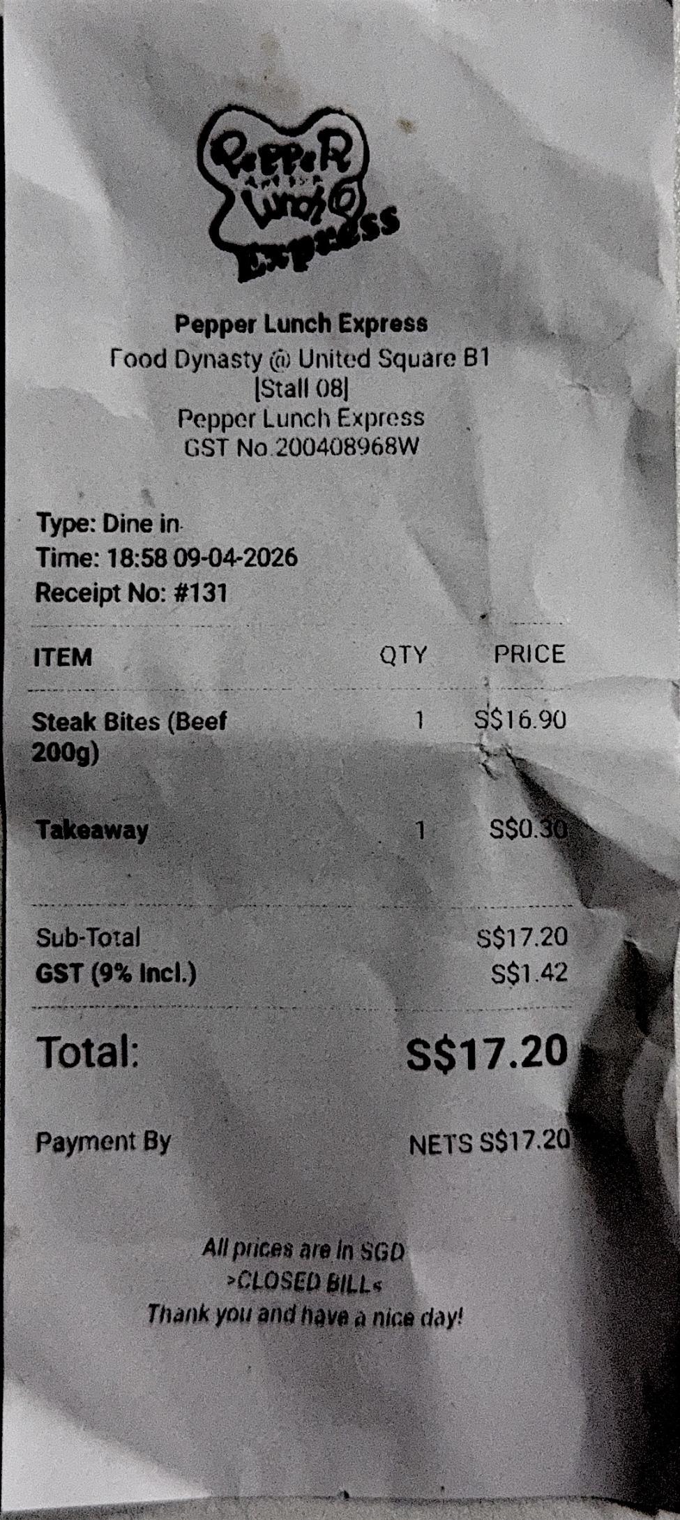 Raw receipt photo before extraction